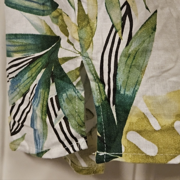 Sigrid Olsen Linen Rayon puff sleeve novelty palm leaf Tropical Blouse size S - Picture 7 of 11
